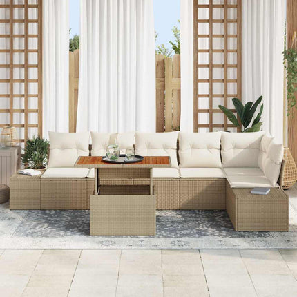 Havesofa Sæt 7 stk. Beige Poly rattan