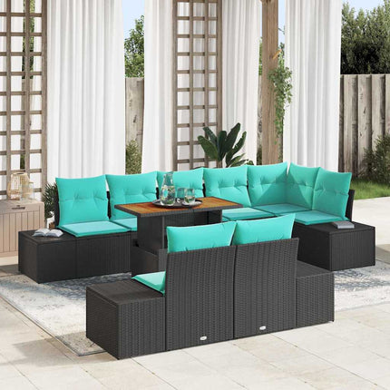 Havesofa Sæt 9 stk. Sort Poly rattan
