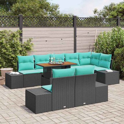Havesofa Sæt 9 stk. Sort Poly rattan