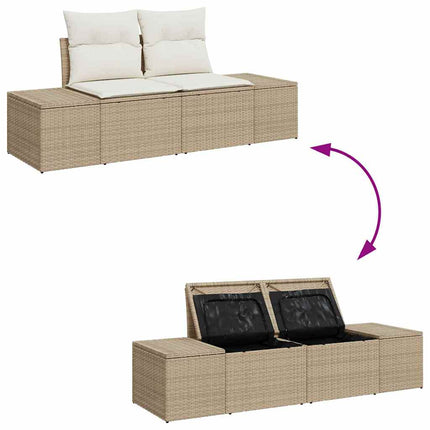 Havesofa Sæt 11 stk. Beige Poly rattan