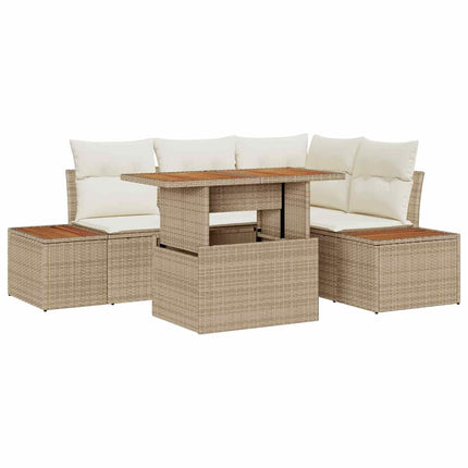 Havesofa Sæt 5 stk. Beige Poly rattan