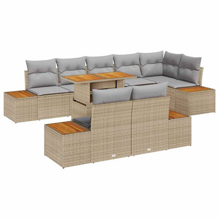 Havesofa Sæt med opbevaring 9 pcs Beige Poly rattan