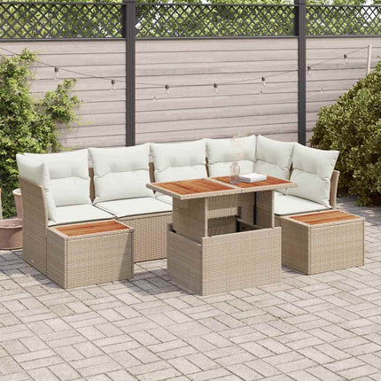 Havesofa Sæt 10 stk. Beige Poly rattan