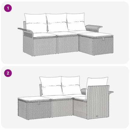 Havesofa Sæt 4 stk. Grå polyrattan