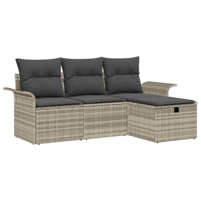 Havesofa Sæt 4 stk. Lysegrå polyrattan
