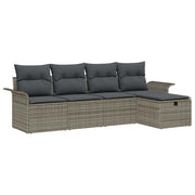 Havesofa Sæt med pude med opbevaring 5 pcs Grå polyrattan