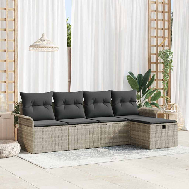 Havesofa Sæt 5 stk. Lysegrå polyrattan