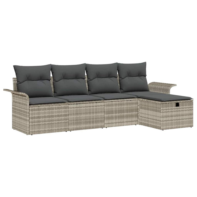 Havesofa Sæt 5 stk. Lysegrå polyrattan