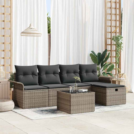 Havesofa Sæt 6 stk. Grå polyrattan