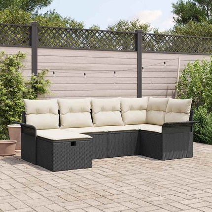 Havesofa Sæt 6 stk. Sort og Cream polyrattan