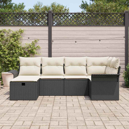 Havesofa Sæt 6 stk. Sort og Cream polyrattan