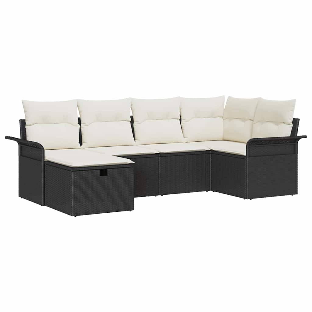 Havesofa Sæt 6 pcs Sort og cremefarvet 242.5 x 132.5 x 85 cm