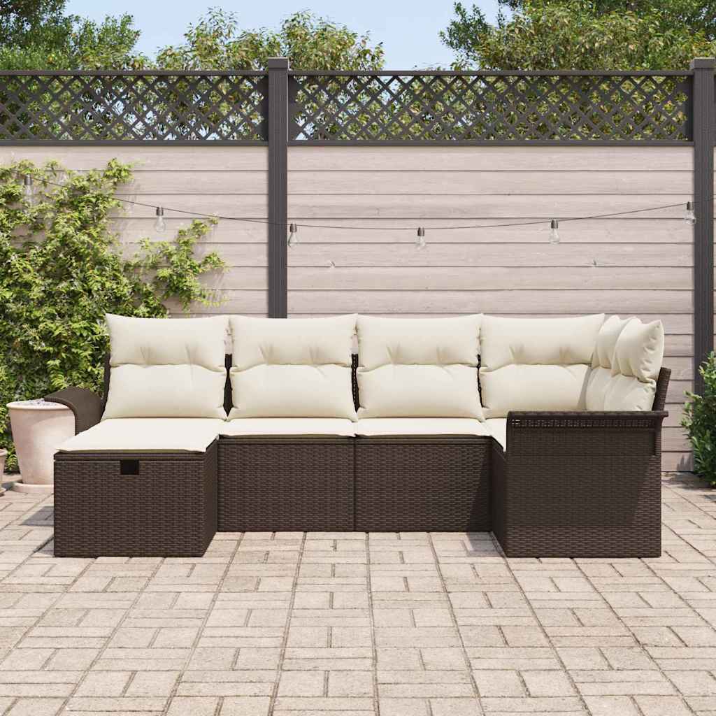Havesofa Sæt 6 pcs Brun og cremefarvet 242.5 x 132.5 x 85 cm