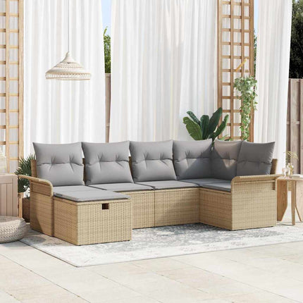 Havesofa Sæt 6 stk. Beige og lys grå polyrattan