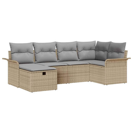 Havesofa Sæt 6 stk. Beige og lys grå polyrattan