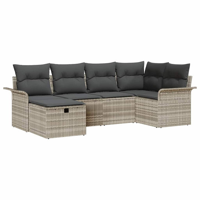 Havesofa Sæt 6 stk. Lysegrå polyrattan