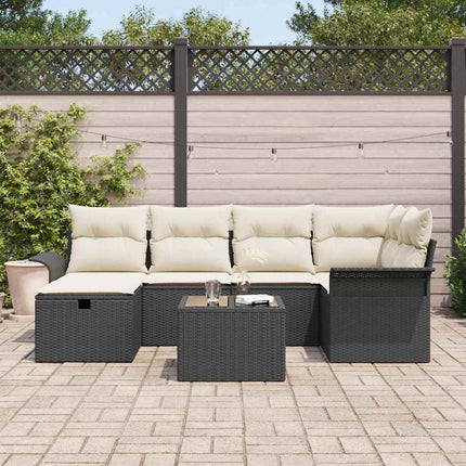 Havesofa Sæt 7 stk. Sort og Cream polyrattan