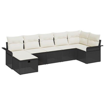 Havesofa Sæt 7 stk. Sort og Cream polyrattan