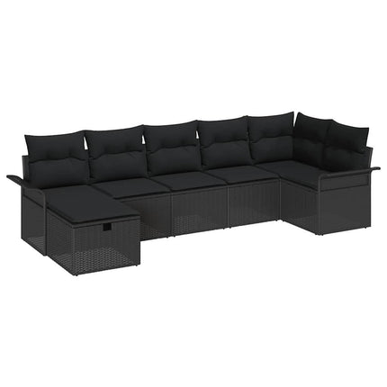 Havesofa Sæt 7 stk. Sort polyrattan