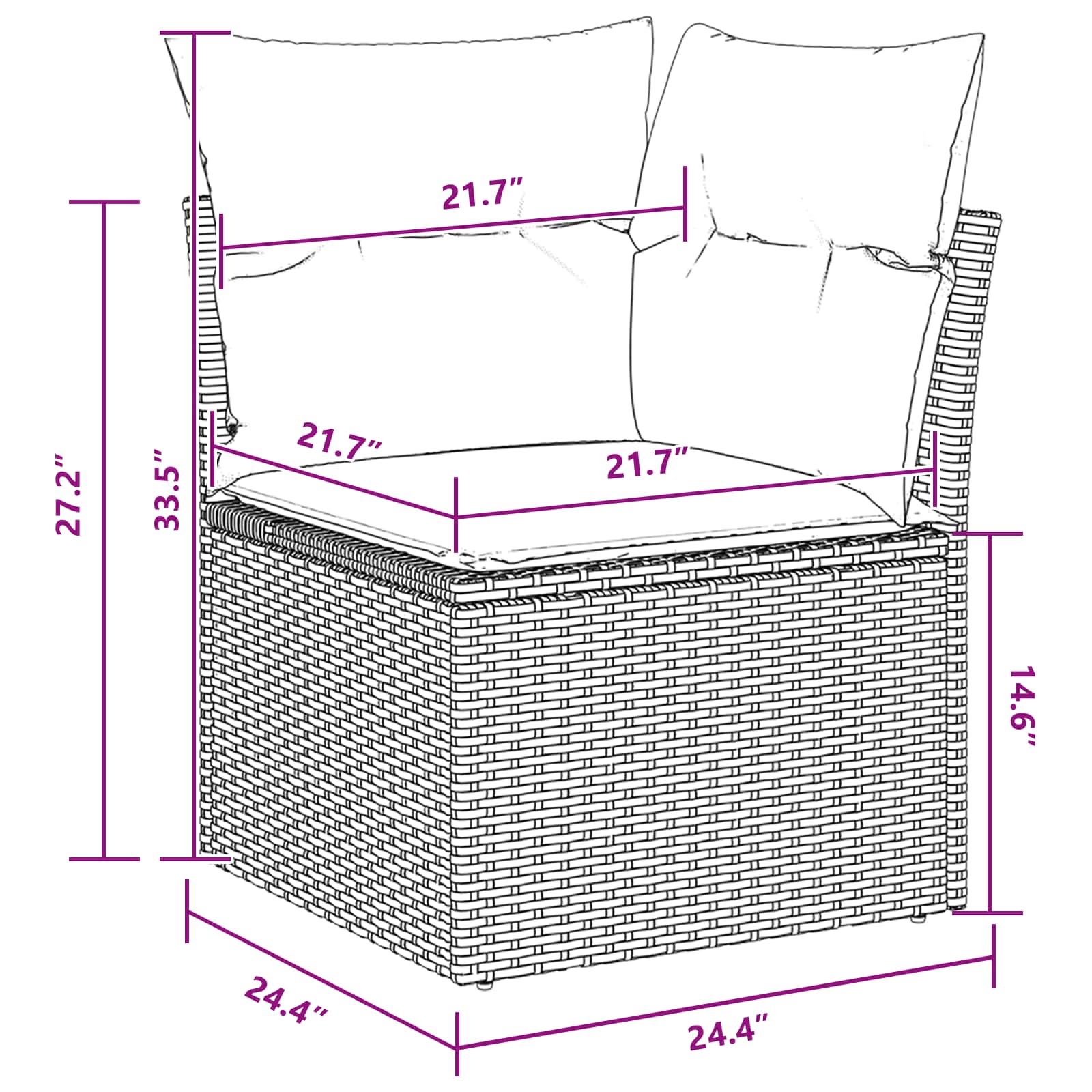 Havesofa Sæt med pude 7 pcs Sort og turkis polyrattan