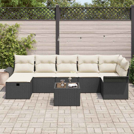 Havesofa Sæt 8 stk. Sort og Cream polyrattan