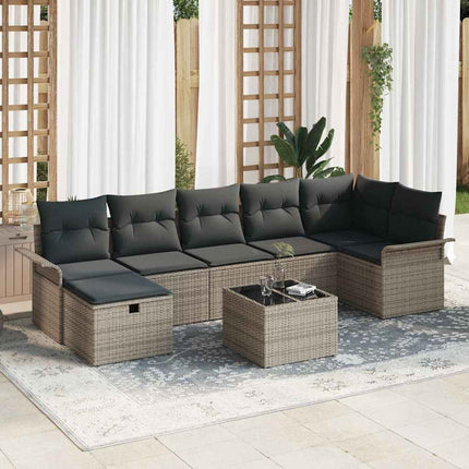 Havesofa Sæt 8 stk. Grå polyrattan