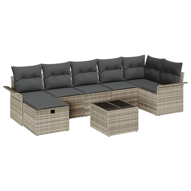 Havesofa Sæt 8 stk. Lysegrå polyrattan