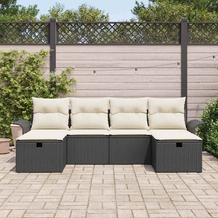 Havesofa Sæt 6 stk. Sort og Cream polyrattan
