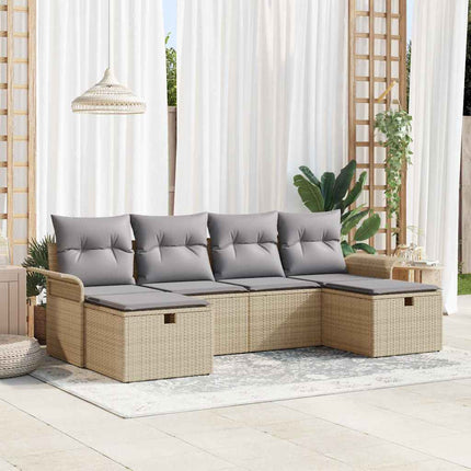 Havesofa Sæt 6 stk. Beige og lys grå polyrattan