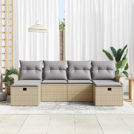 Havesofa Sæt 6 stk. Beige og lys grå polyrattan