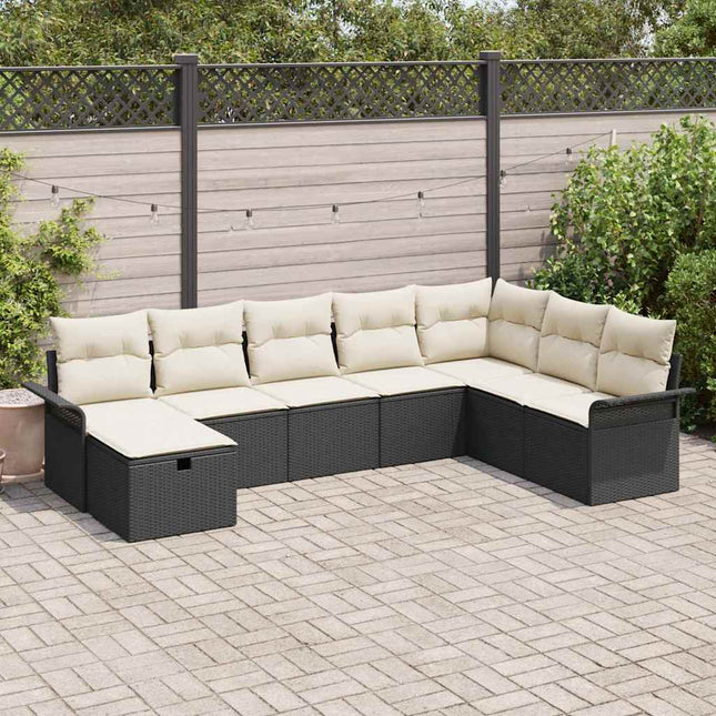 Havesofa Sæt 8 stk. Sort og Cream polyrattan