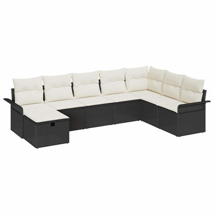 Havesofa Sæt 8 stk. Sort og Cream polyrattan