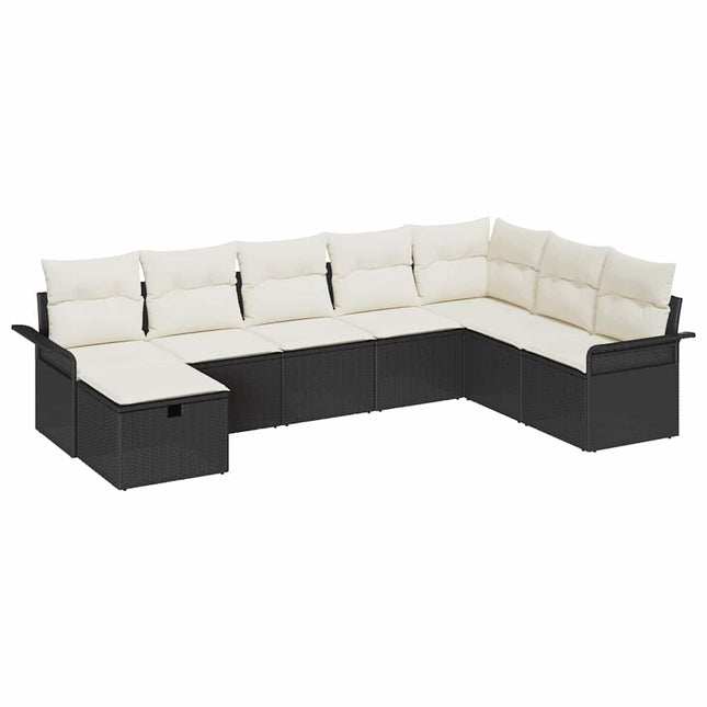 Havesofa Sæt 8 stk. Sort og Cream polyrattan