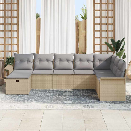 Havesofa Sæt 8 stk. Beige og lys grå polyrattan