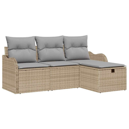 Havesofa Sæt 4 stk. Beige og lys grå polyrattan