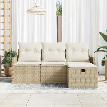 Havesofa Sæt 4 stk. Beige og creme polyrattan