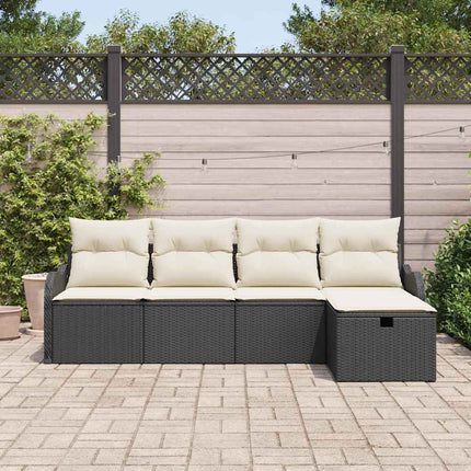 Havesofa Sæt 5 stk. 4-Antal sæder Sort og Cream polyrattan