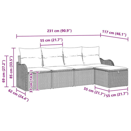 Havesofa Sæt 5 stk. 4-Antal sæder Beige og creme polyrattan