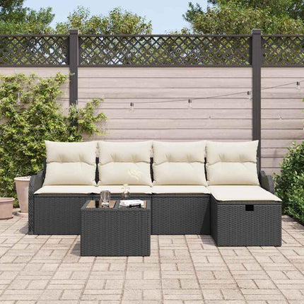 Havesofa Sæt 6 stk. 4-Antal sæder Sort og Cream polyrattan