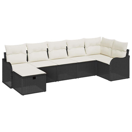 Sofa Sæt med pude med opbevaring Sort og Cream polyrattan