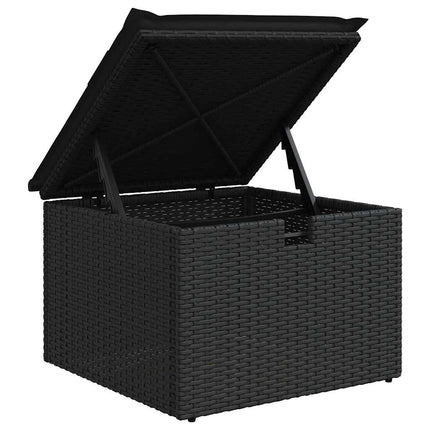 Sofa Sæt med pude med opbevaring 7 pcs Sort polyrattan
