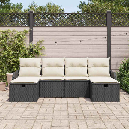 Sofa Sæt 6 stk. 6-Antal sæder Sort og Cream polyrattan