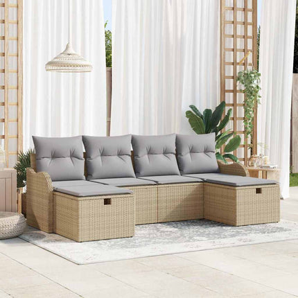 Sofa Sæt 6 stk. 6-Antal sæder Beige og lys grå polyrattan