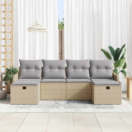 Sofa Sæt 6 stk. 6-Antal sæder Beige og lys grå polyrattan