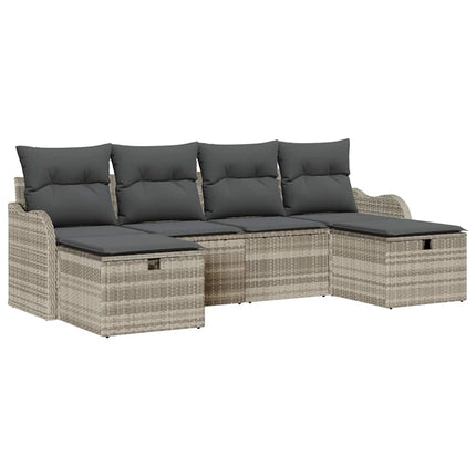 Sofa Sæt 6 stk. 6-Antal sæder Lysegrå polyrattan