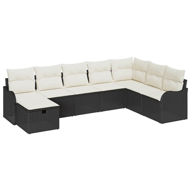 Sofa Sæt 8 stk. 8-Antal sæder Sort og Cream polyrattan