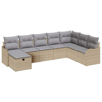 Sofa Sæt med pude med opbevaring Beige og lys grå polyrattan