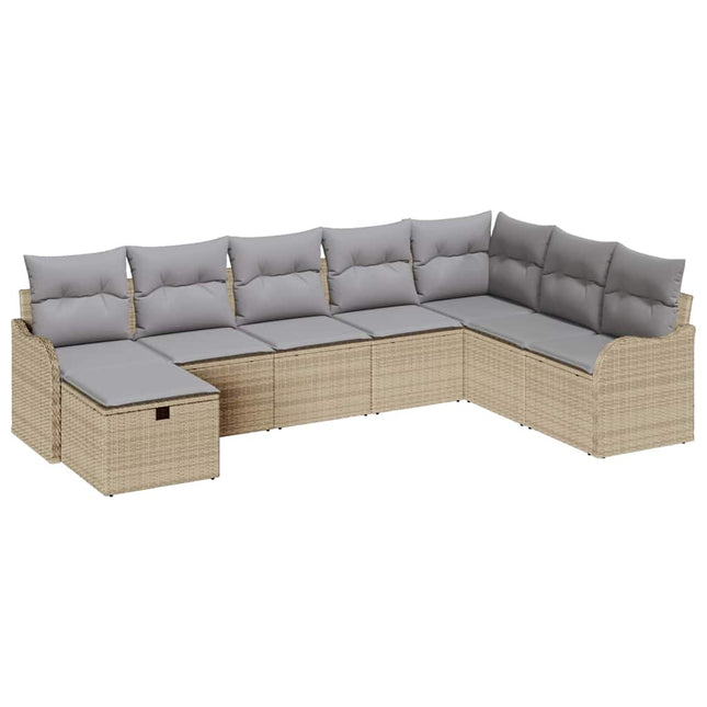 Sofa Sæt med pude med opbevaring Beige og lys grå polyrattan