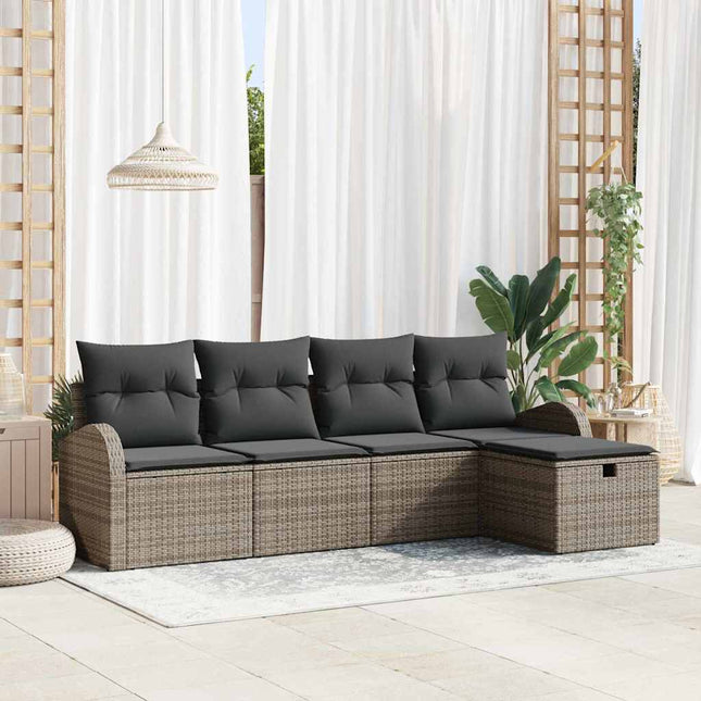 Sofa Sæt med pude med opbevaring Grå polyrattan
