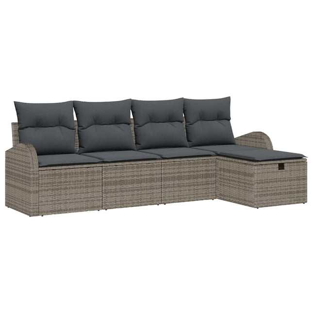 Sofa Sæt med pude med opbevaring Grå polyrattan